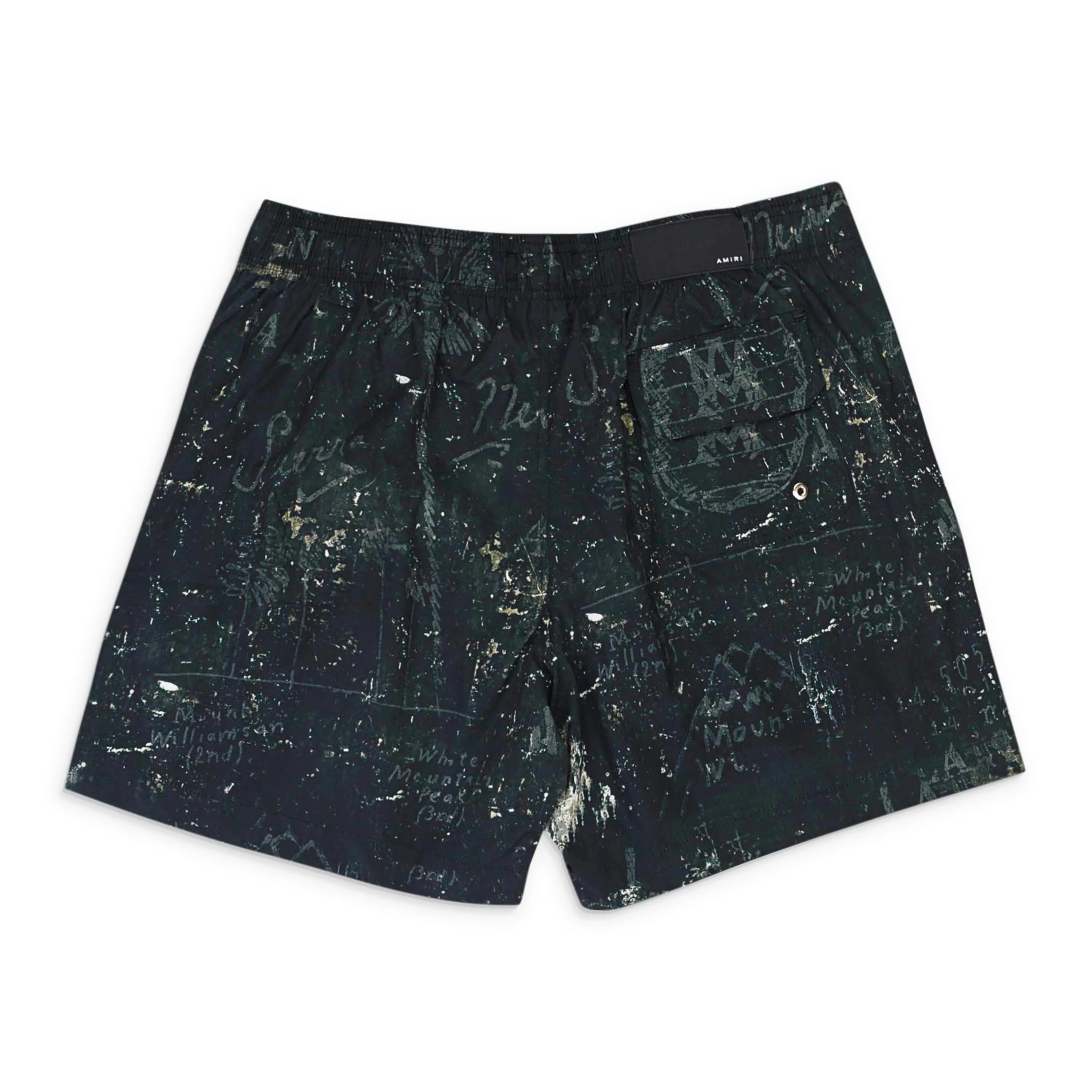 AMIRI STENCIL MILITARY BLACK SWIM TRUNKS