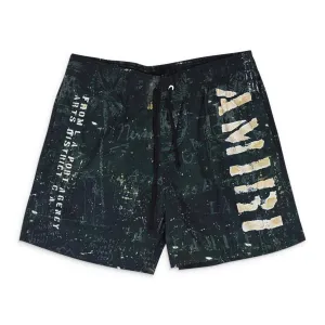 AMIRI STENCIL MILITARY BLACK SWIM TRUNKS