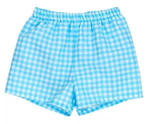 Bailey Boys Baby / Toddler Swim Trunks - Gingham - Blue