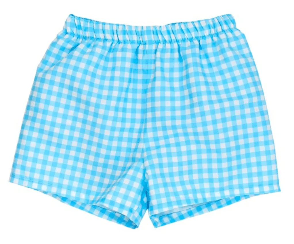 Bailey Boys Baby / Toddler Swim Trunks - Gingham - Blue