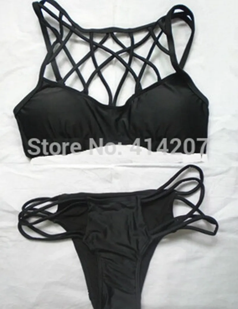 Brand Designed high cut out bandage bikinis vintage swimsuit