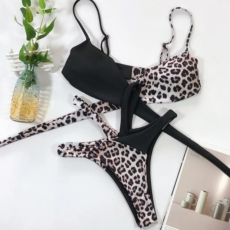 Brazilian Push up Bandage neon swimwear bathing suit High cut bikini swimsuit