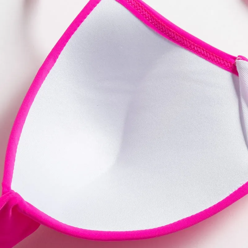 Brazilian Push up Bandage neon swimwear bathing suit High cut bikini swimsuit