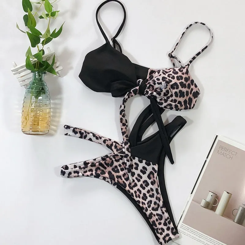 Brazilian Push up Bandage neon swimwear bathing suit High cut bikini swimsuit