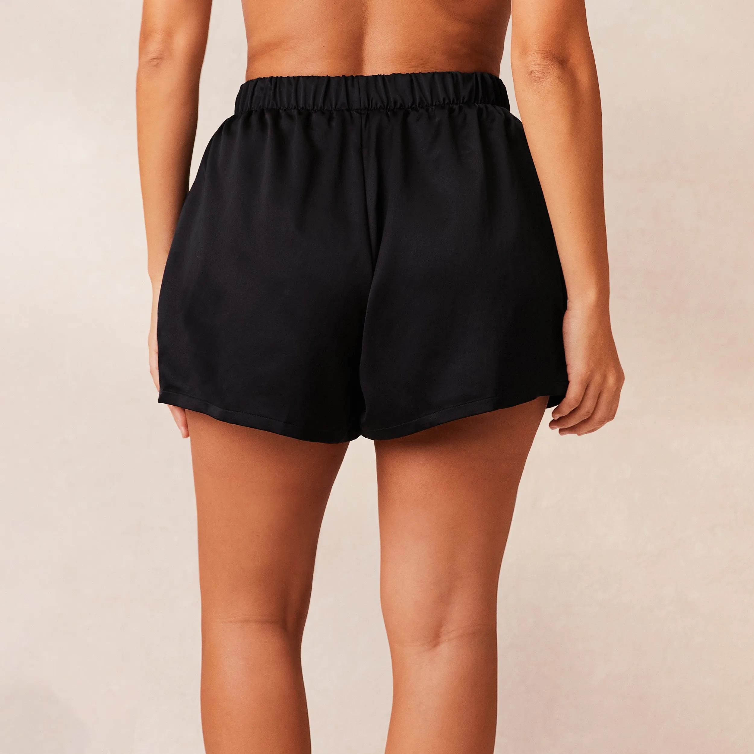 Classic Satin Pyjama Shorts - Black