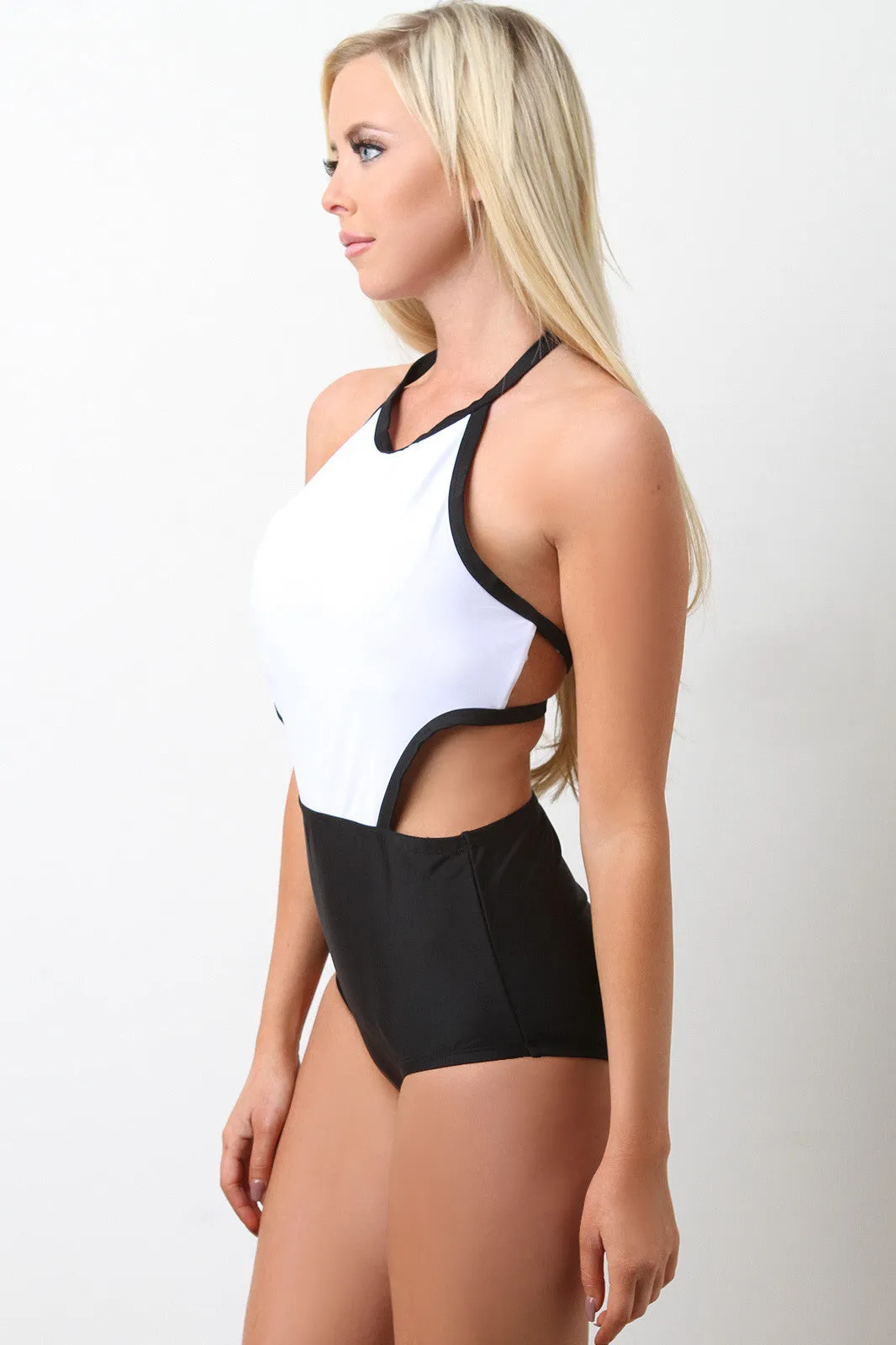 Contrast High Waist Swimsuit