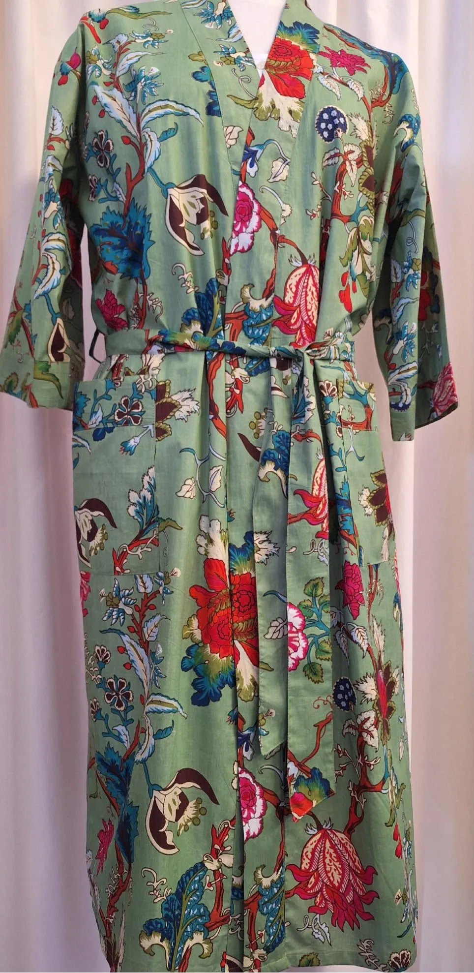 Cotton Robe - Tree of Life Green