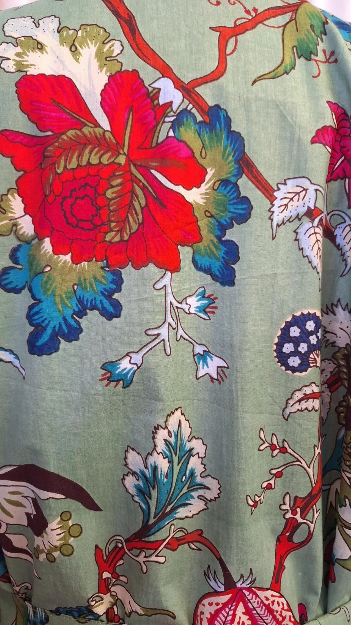 Cotton Robe - Tree of Life Green