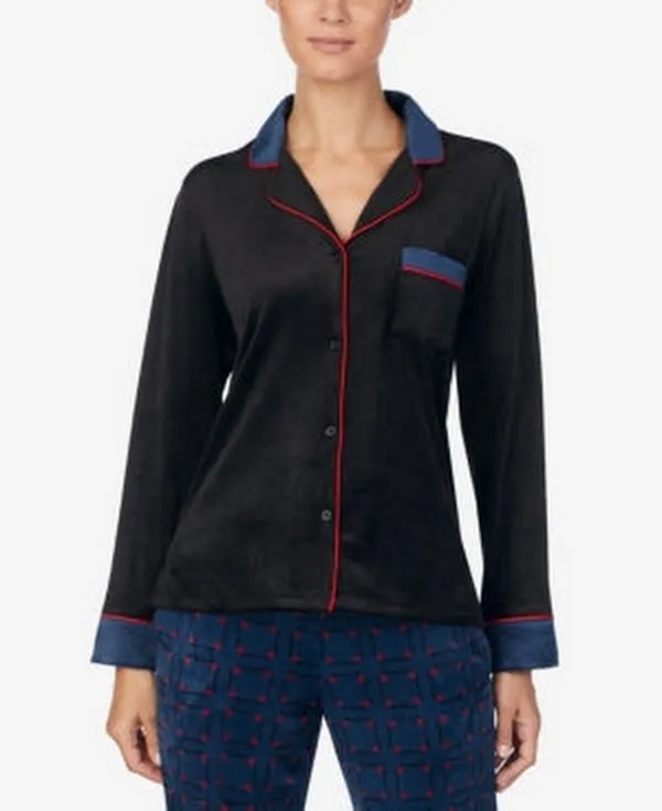 DKNY Notch-Collar Pajama Top