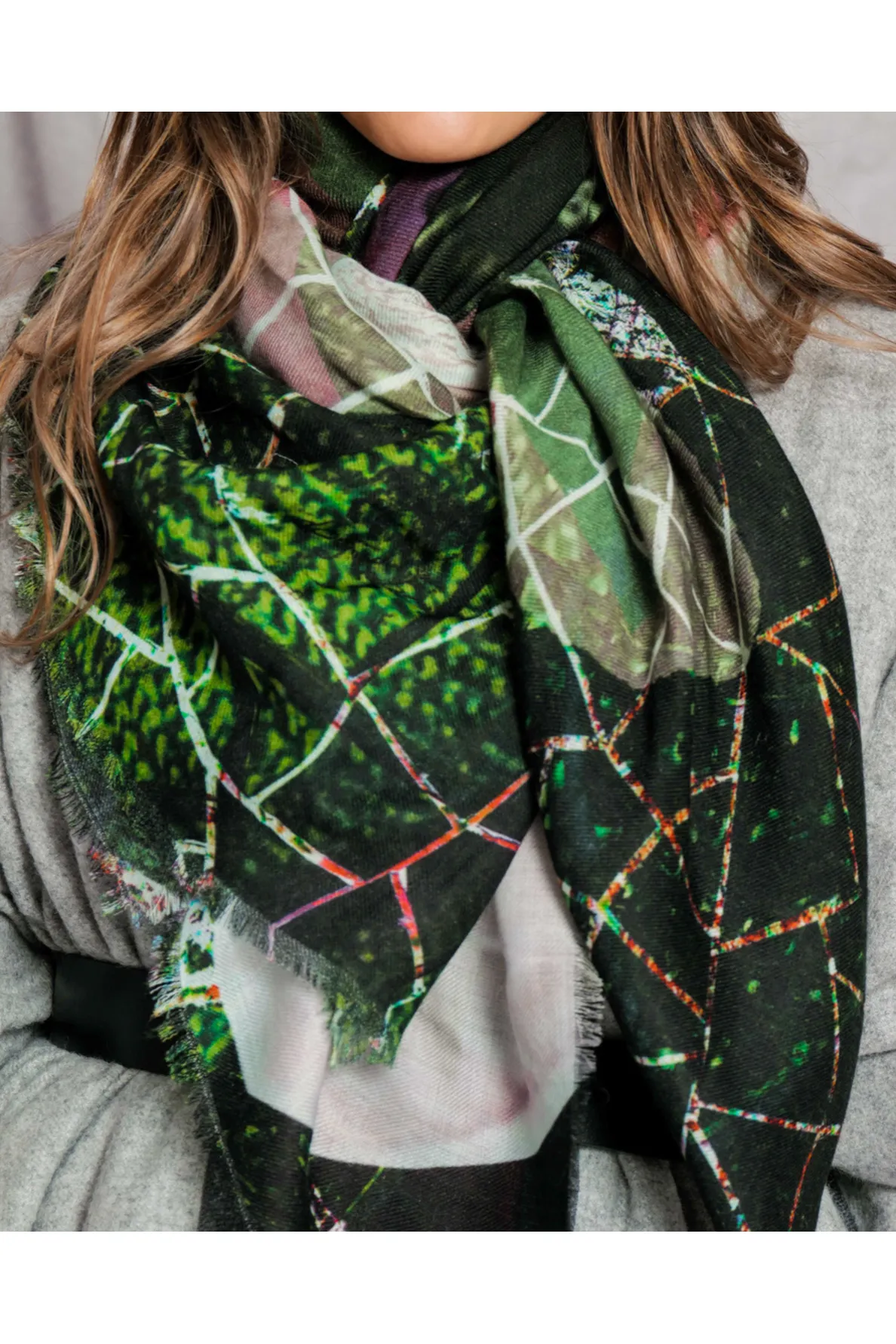 dog & boy HOPE & FEAR 50" x 50" Merino Wool Scarf AW S023| Multi | Clearance Final Sale