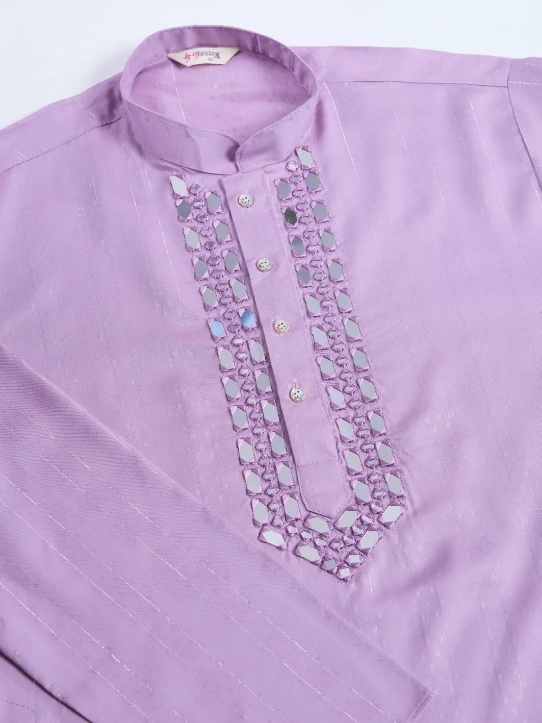 Dusty Pink Viscose Silk Heavy Thread With Real Mirror Work Kurta Pajama