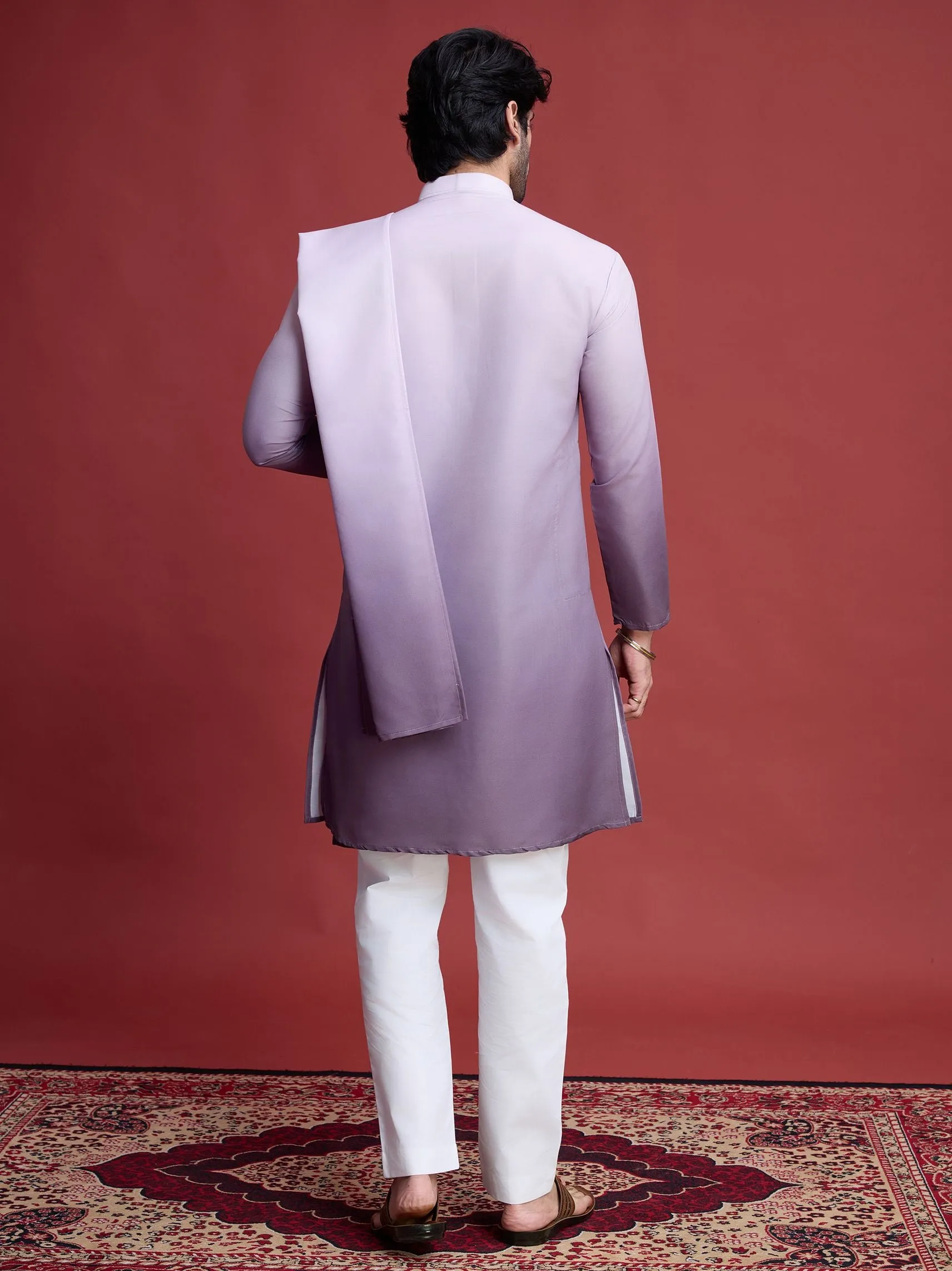 Dusty Purple Colour Reyon Silk With Mirror Work Kurta Payjama With Duppata