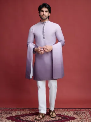 Dusty Purple Colour Reyon Silk With Mirror Work Kurta Payjama With Duppata