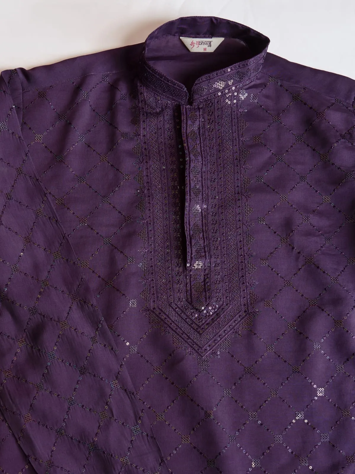 Dusty Purple Colour Viscose Silk Heavy Thread Work Kurta Payjama