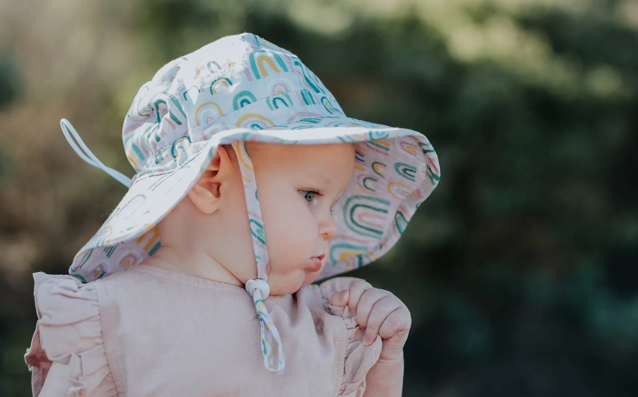 Falling Rainbows Wide Brim Infant Sunhat