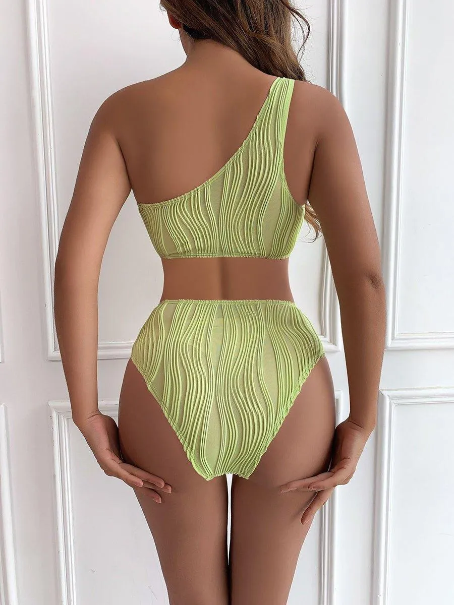 GFIT Women's Embossed One-Piece Swimsuit - Sexy High-Cut Beachwear