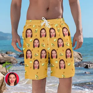 Men's Gifts  - Avocado Custom Face Hawaiian Shorts Men's Photo Swim Trunks