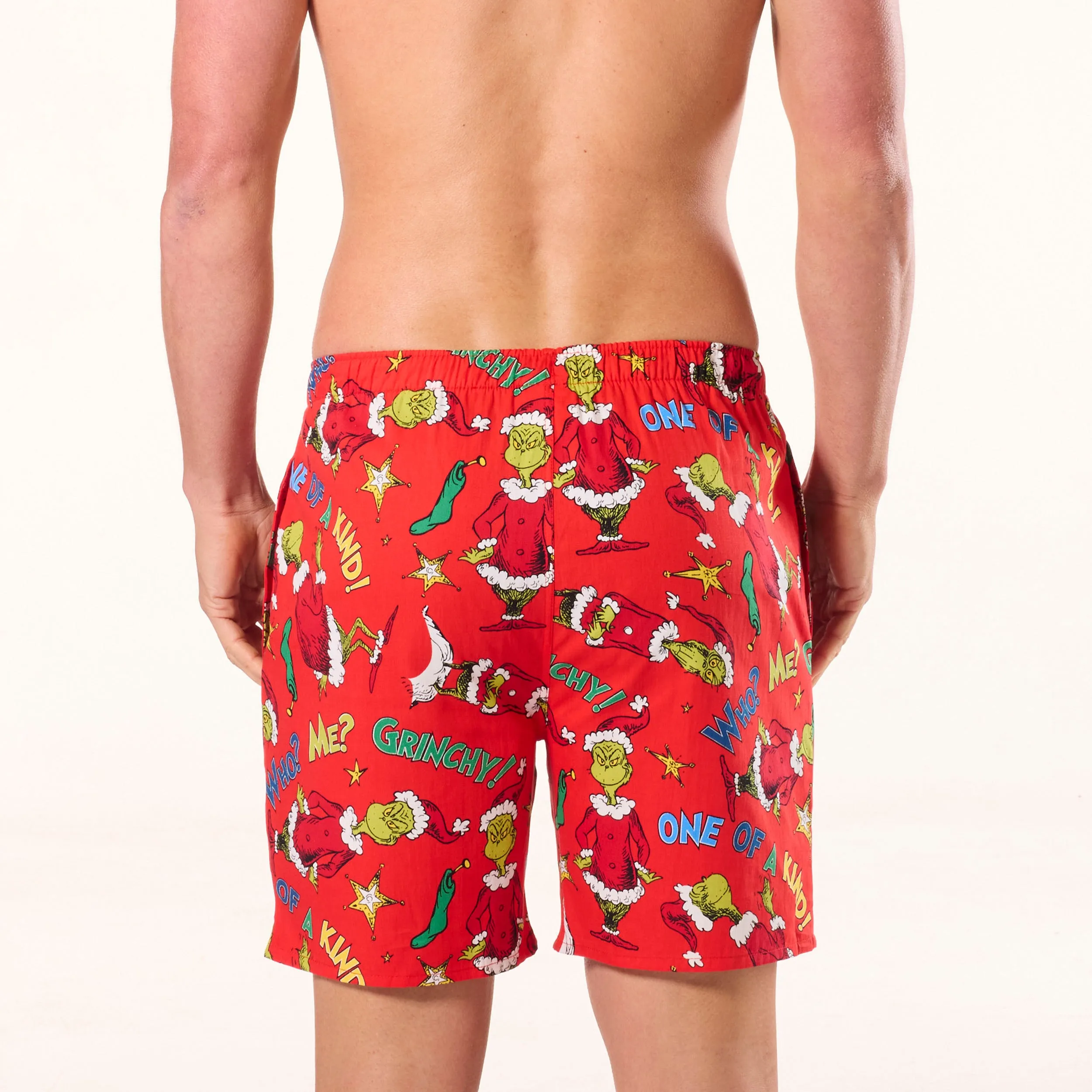Men's Grinch Who Me Cotton Sleep Short - Red