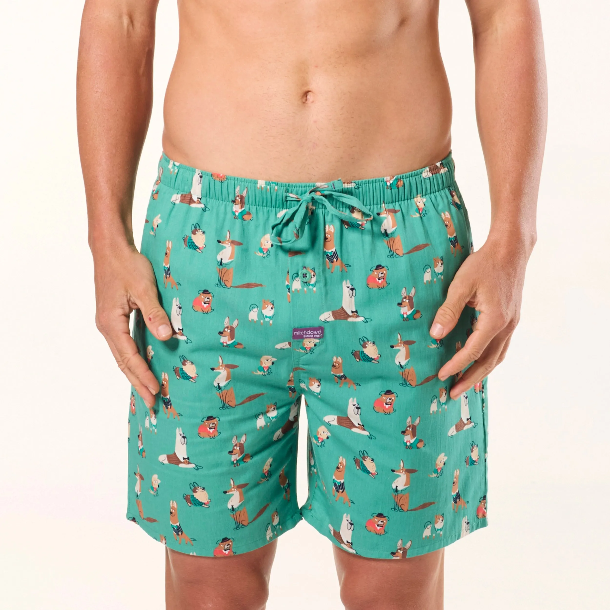 Men's How Much Is That Doggy Cotton Sleep Shorts 2 Pack - Green