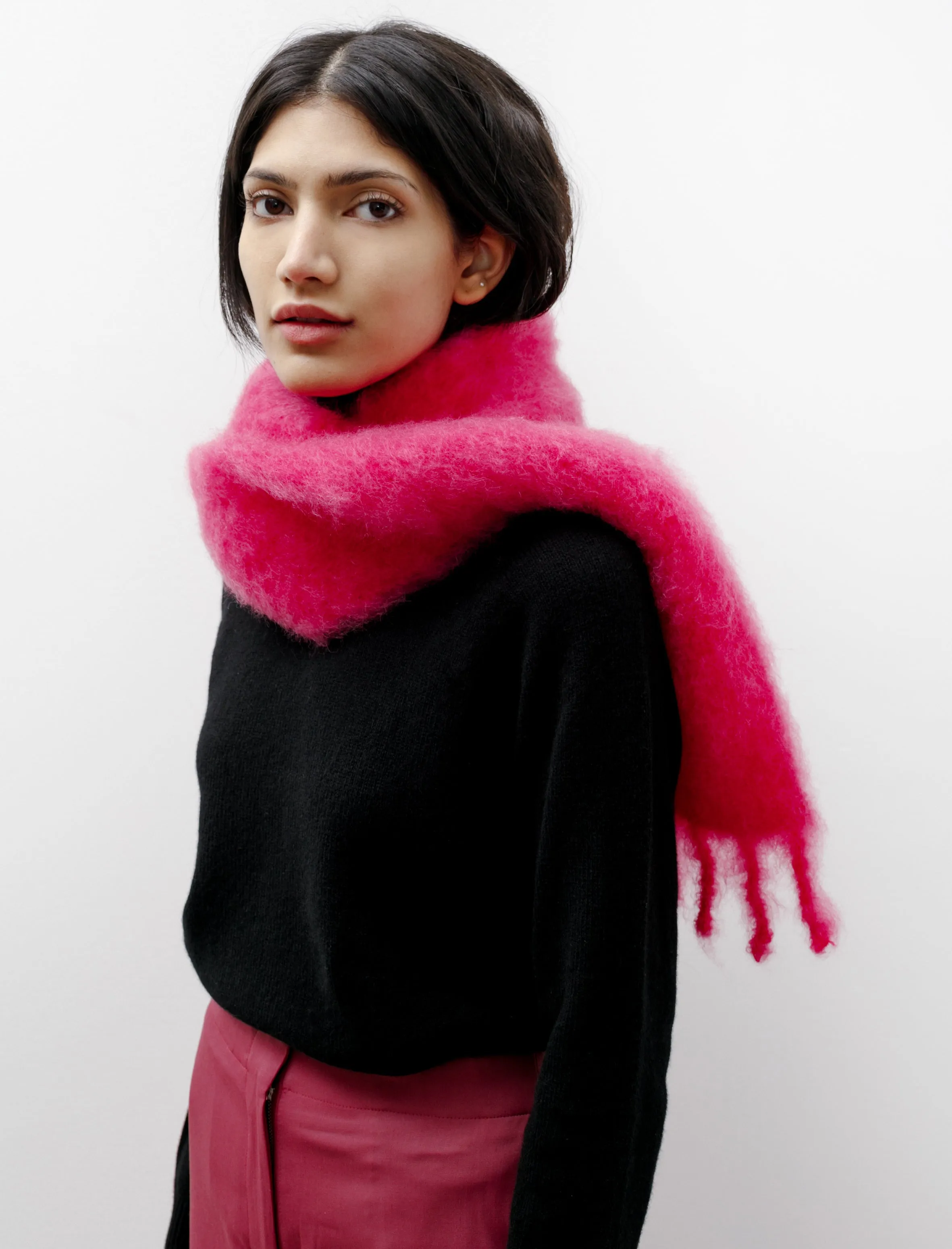 Narrow Plush Mohair Scarf Orchid Pink
