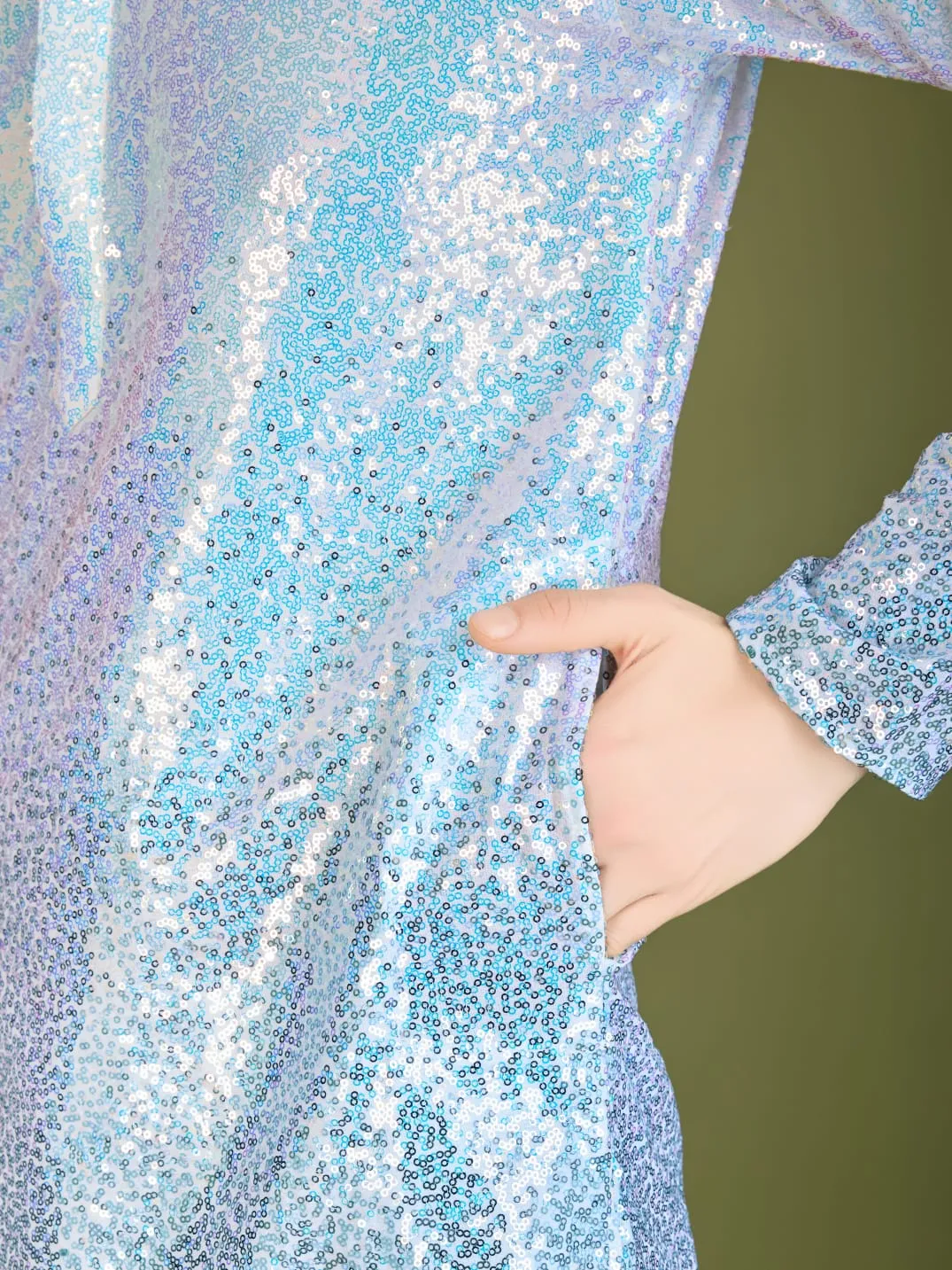 Ombre Blue Colour Soft Silk Heavy Thread Work With Sequines Work Kurta Payjama