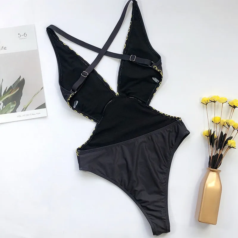 Print one piece swimsuit female Push up bodysuit Vintage high cut swimwear women swimsuit Bathers
