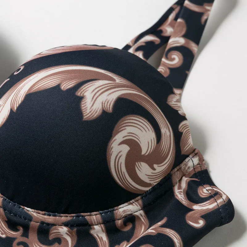 Print one piece swimsuit female Push up bodysuit Vintage high cut swimwear women swimsuit Bathers