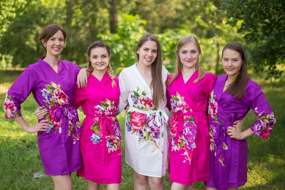 Purple and Fuchsia Wedding Colors Bridesmaids Robes
