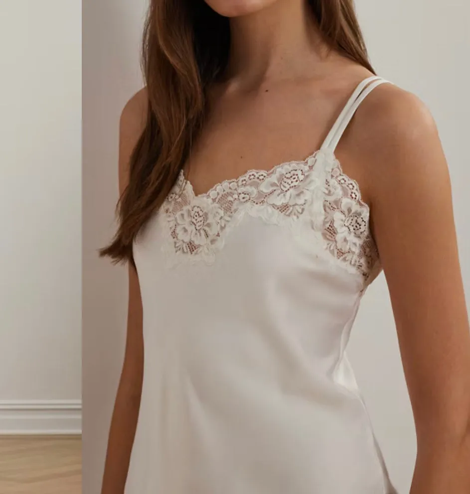 Ralph Lauren Lace-Trim Satin Camisole Sleep Set
