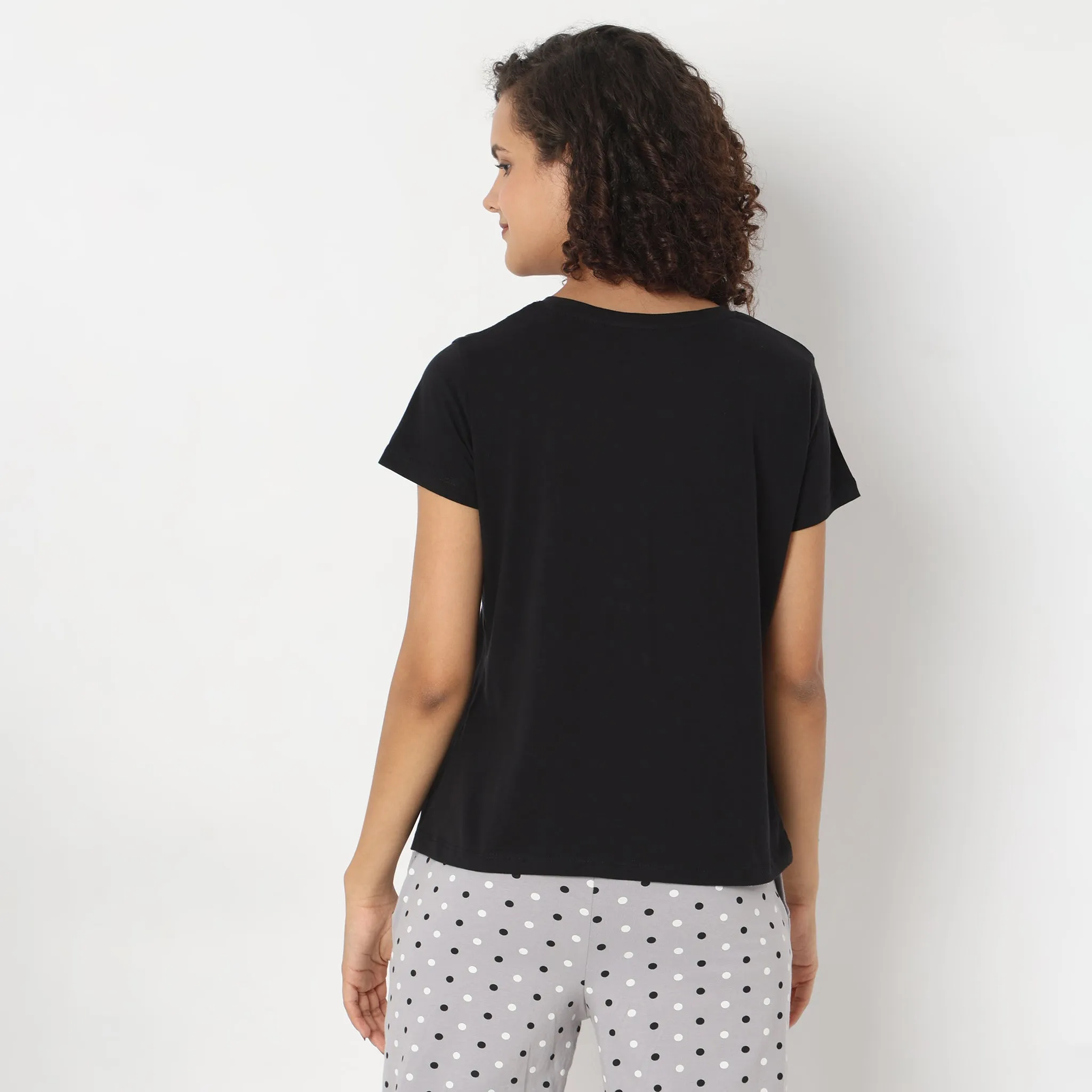 Regular Fit Animal Print Sleepwear Lounge Top