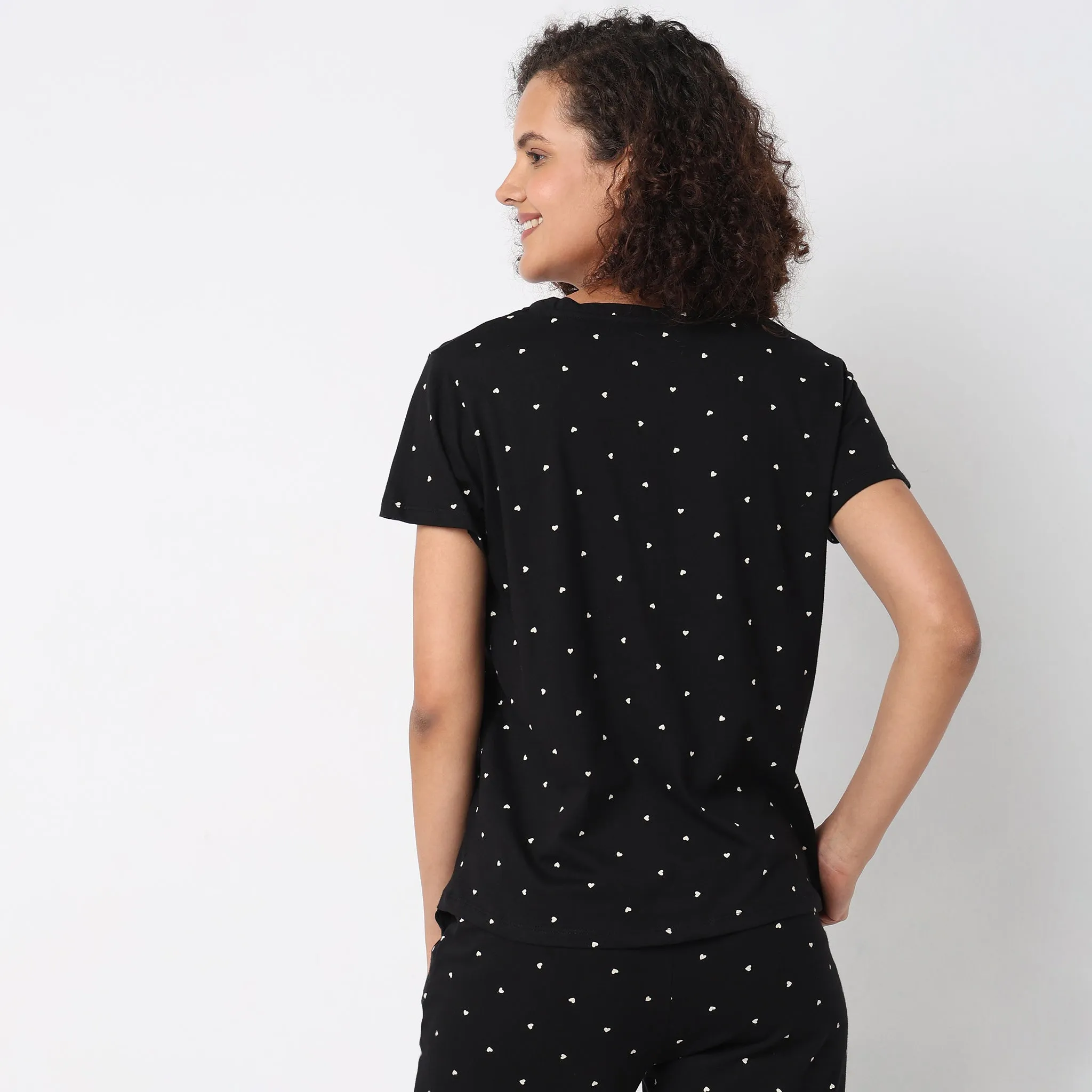 Regular Fit Heart Lounge Top