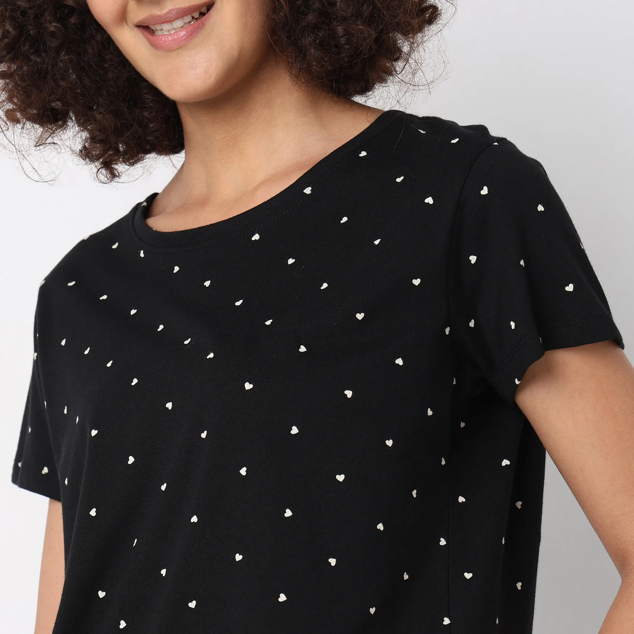 Regular Fit Heart Lounge Top