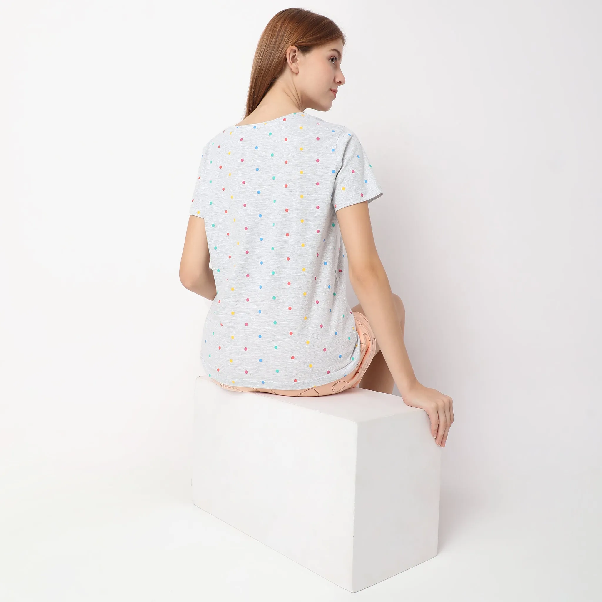 Regular Fit Printed Lounge Top