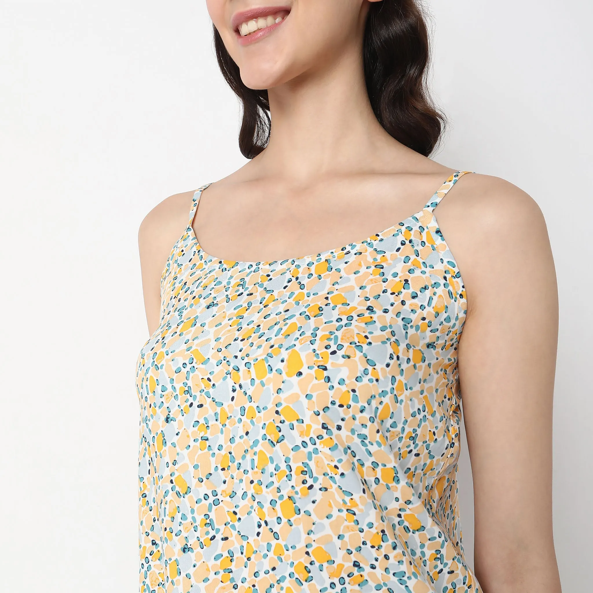 Regular Fit Printed Top with Palazzo Sleepwear Set