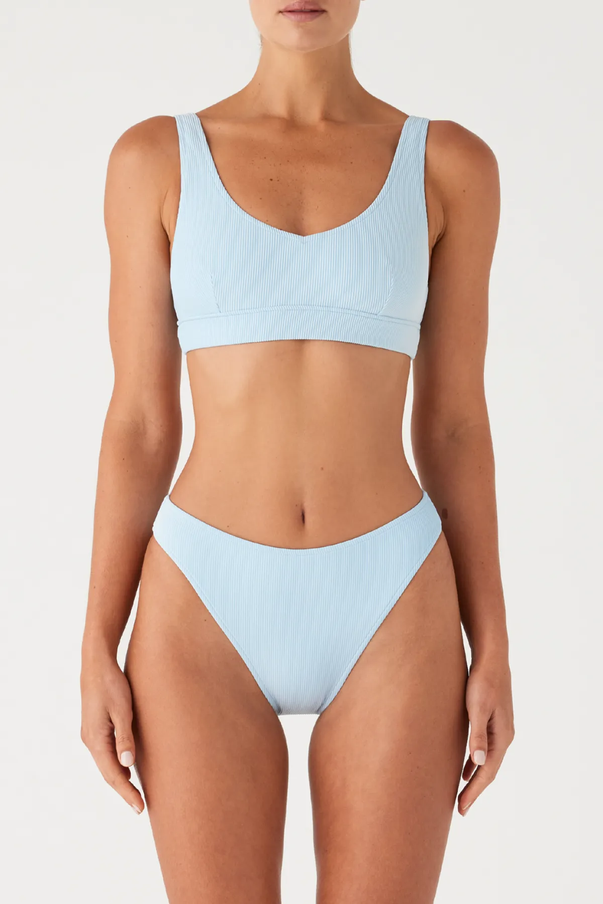 Signature Stripe High Cut Brief - Shallow Blue