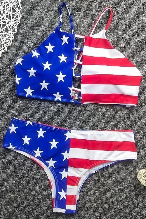 Star Flag Printed Bikini