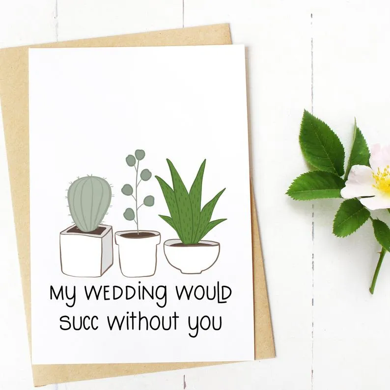 Succulent Themed Wedding Card