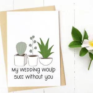 Succulent Themed Wedding Card