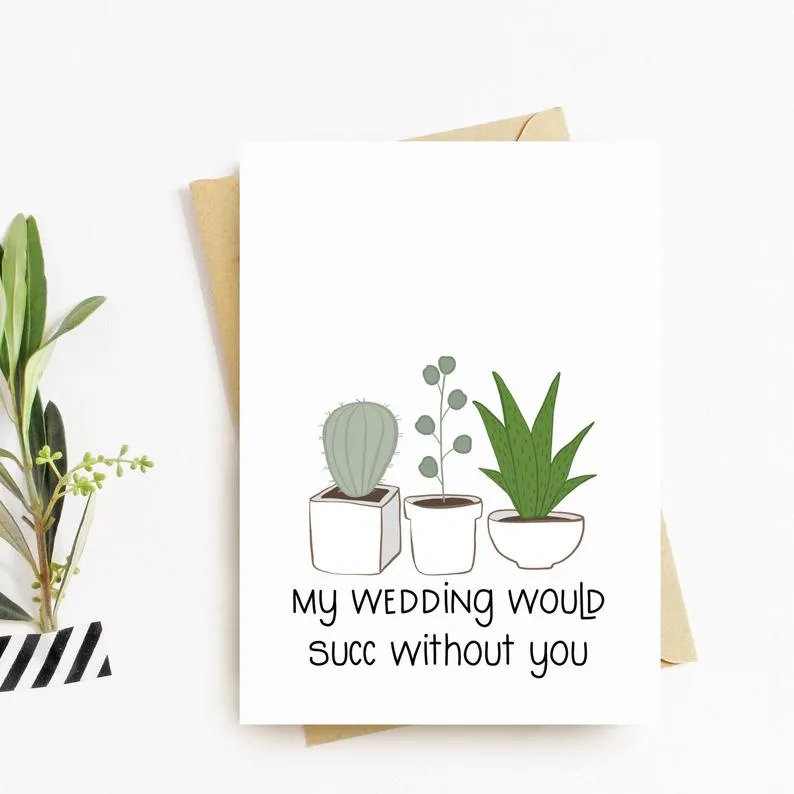 Succulent Themed Wedding Card