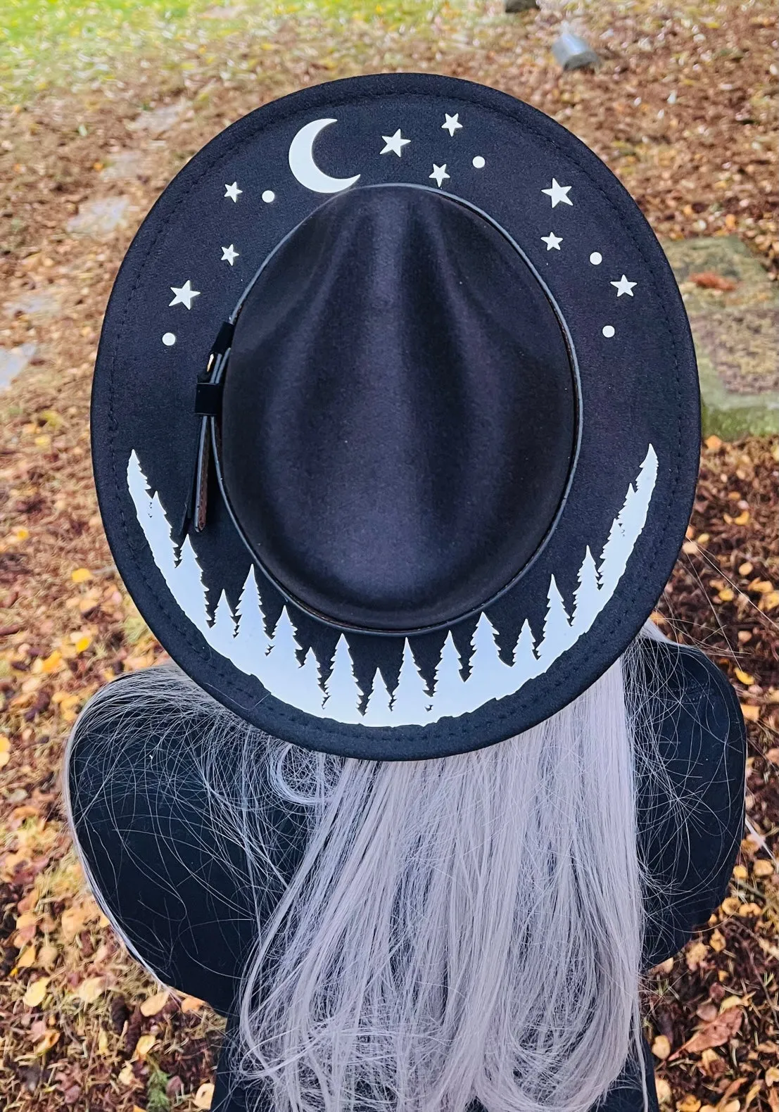 Vegan Felt Wide Brim Hat - "Forest at night"