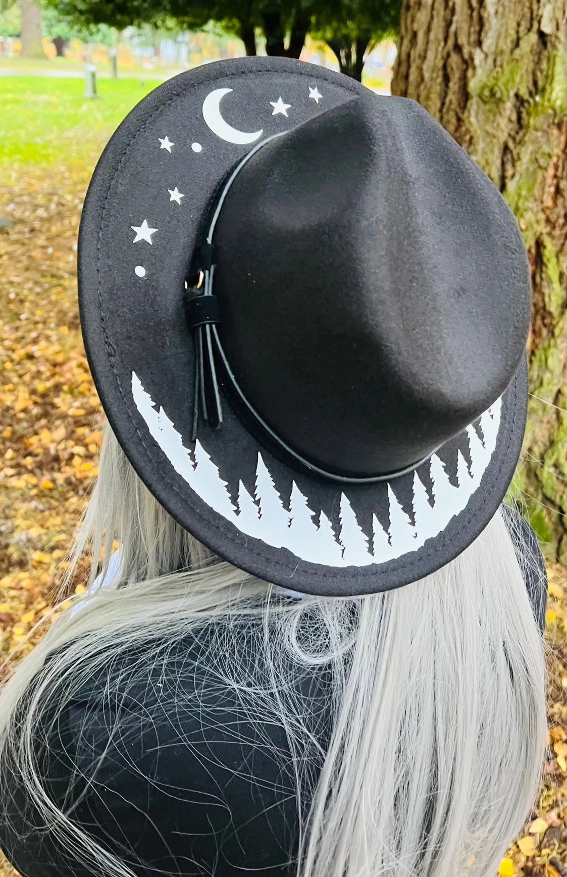 Vegan Felt Wide Brim Hat - "Forest at night"