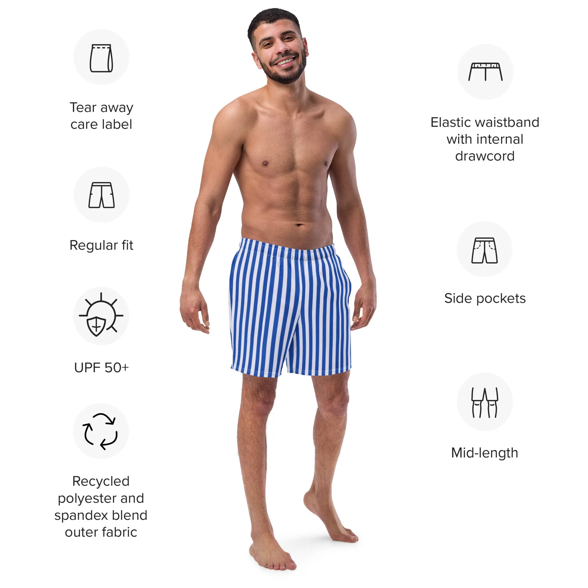 Vertical striped men’s swim trunks