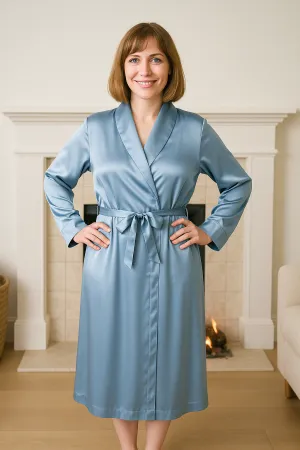 Women's  Mulberry Silk Robe Twilight Blue