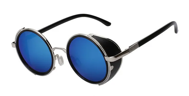 Xiu Sunglasses Steampunk Men Sunglass Round Metal Wrap Uv400