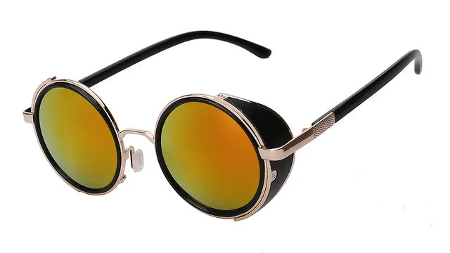 Xiu Sunglasses Steampunk Men Sunglass Round Metal Wrap Uv400