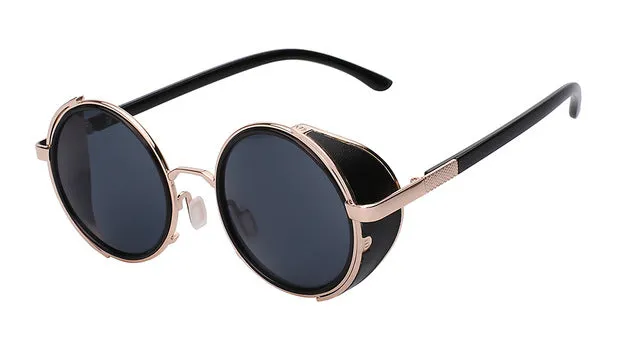 Xiu Sunglasses Steampunk Men Sunglass Round Metal Wrap Uv400
