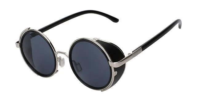 Xiu Sunglasses Steampunk Men Sunglass Round Metal Wrap Uv400