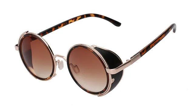 Xiu Sunglasses Steampunk Men Sunglass Round Metal Wrap Uv400