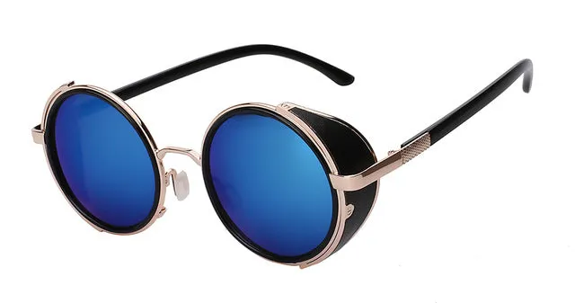 Xiu Sunglasses Steampunk Men Sunglass Round Metal Wrap Uv400