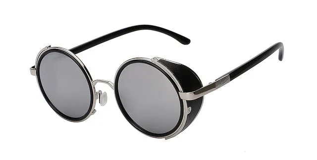 Xiu Sunglasses Steampunk Men Sunglass Round Metal Wrap Uv400
